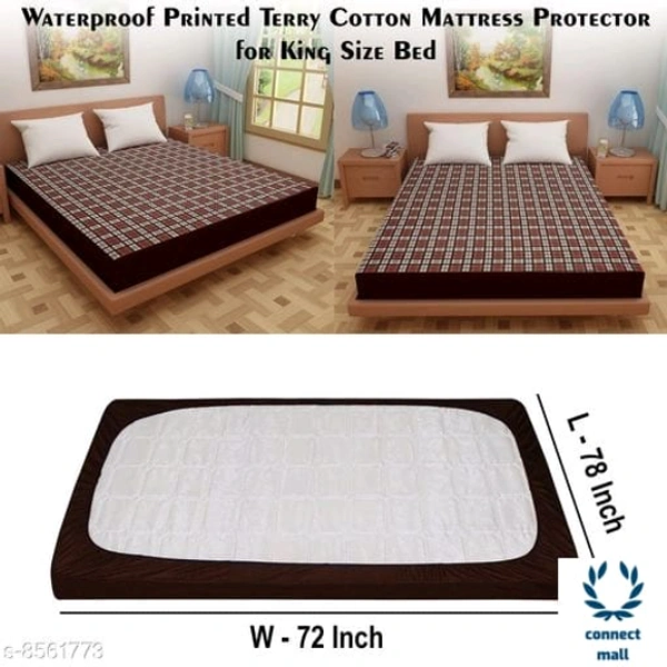 Glassiano Printed Waterproof & Dustproof Mattress Protector 78 Inch Long And 72 Inch Width - LXW:72inX78in, Maroown
